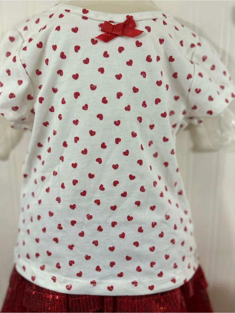 Little Lass Pink Sweatshirt and Red Sequin Skirt Set
